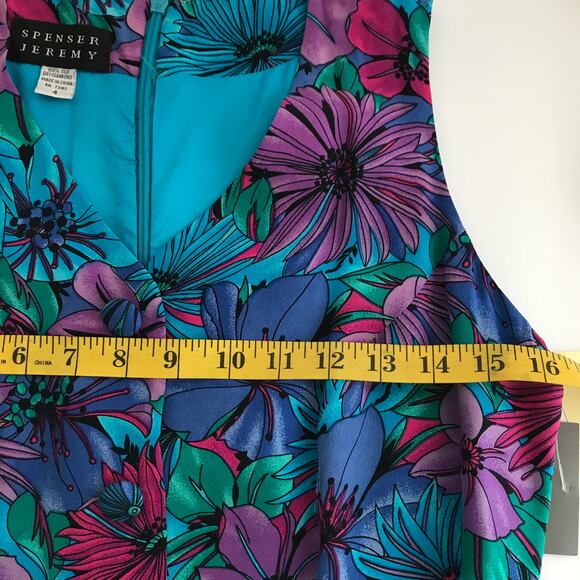 Vintage Spenser Jeremy Faux Wrap Dress 100% Silk Y2K Size 4 Floral Lined NWT - Picture 8 of 14